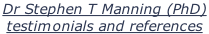 Dr Stephen T Manning (PhD)  testimonials and references